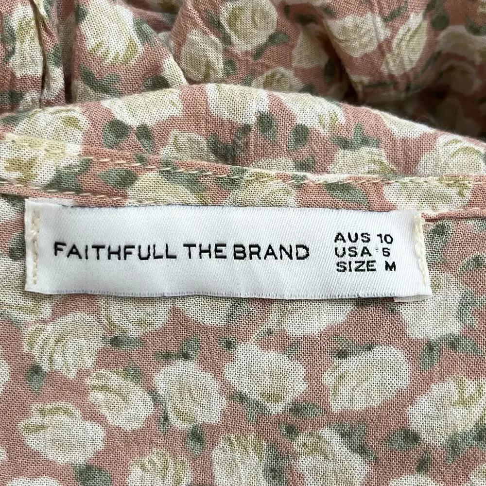 Faithfull The Brand Marigot‎ Tie-Front Dress in Pink Azalea Floral Print, Size 6